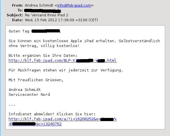 spam-0001 Re: Versand Ihres iPad 2