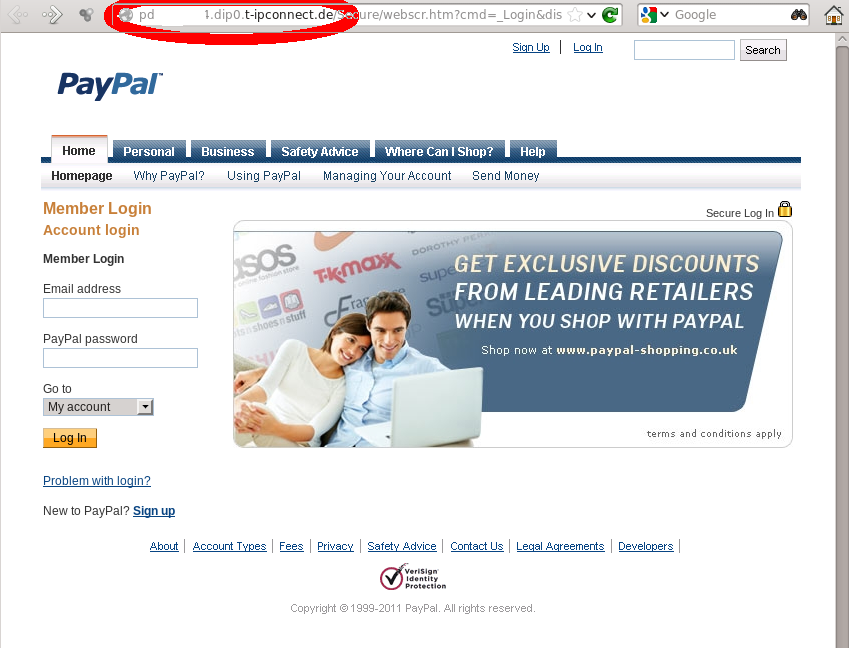 PayPal-0002 Screen Shot der gefälschten Seite