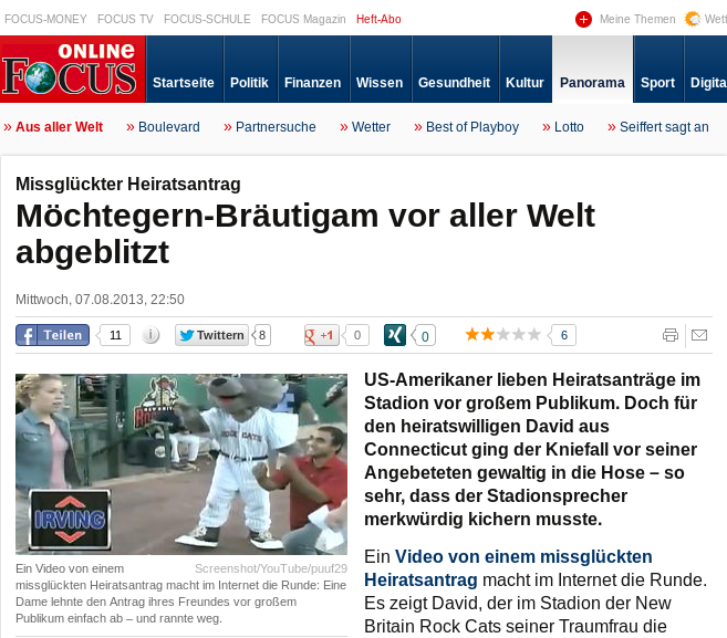 Focus Online Missglückter Heiratsantrag