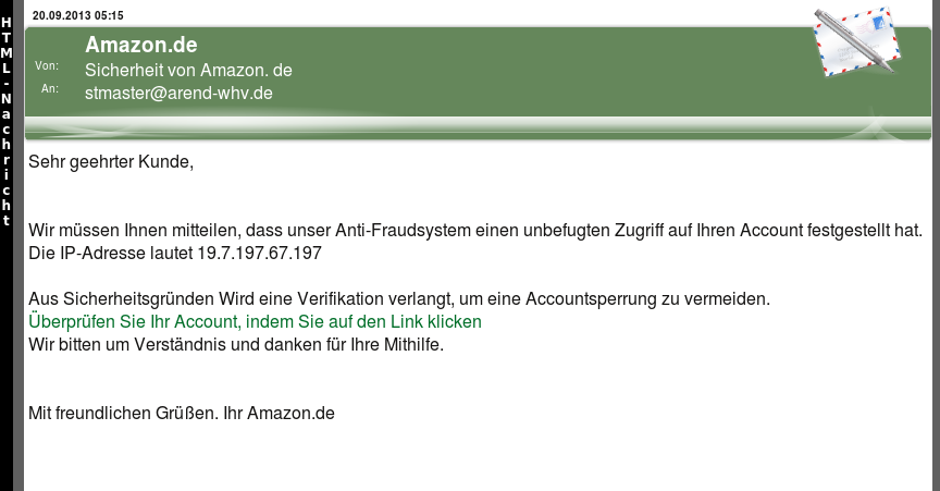Angebliche Amazon Account Sperrung