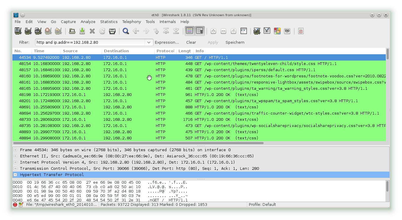 Wireshark Netzwerkverkehr