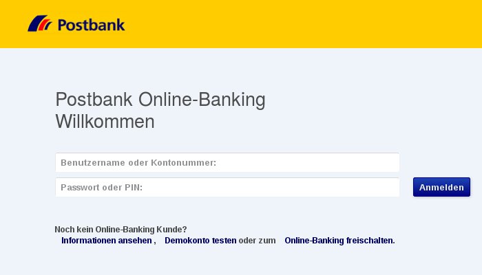 Gefälschte Anmeldeseite