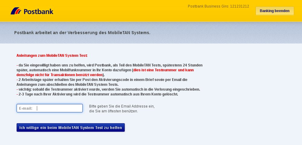 Abfrage der E-Mail-Adresse