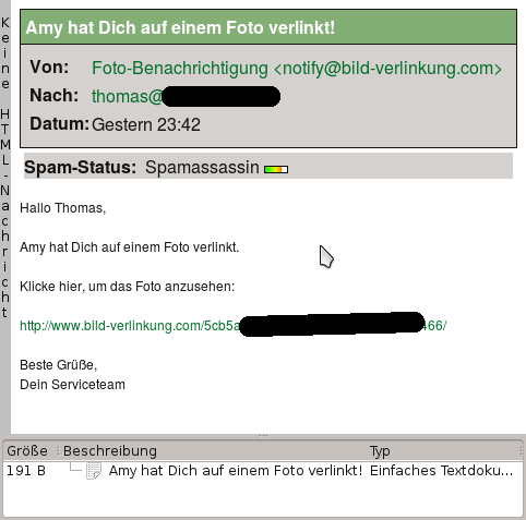 SPAM: Amy hat Dich auf einem Foto verlinkt!