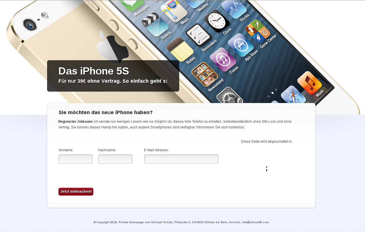 Adresssammler, iPhone 5S 39 Euro