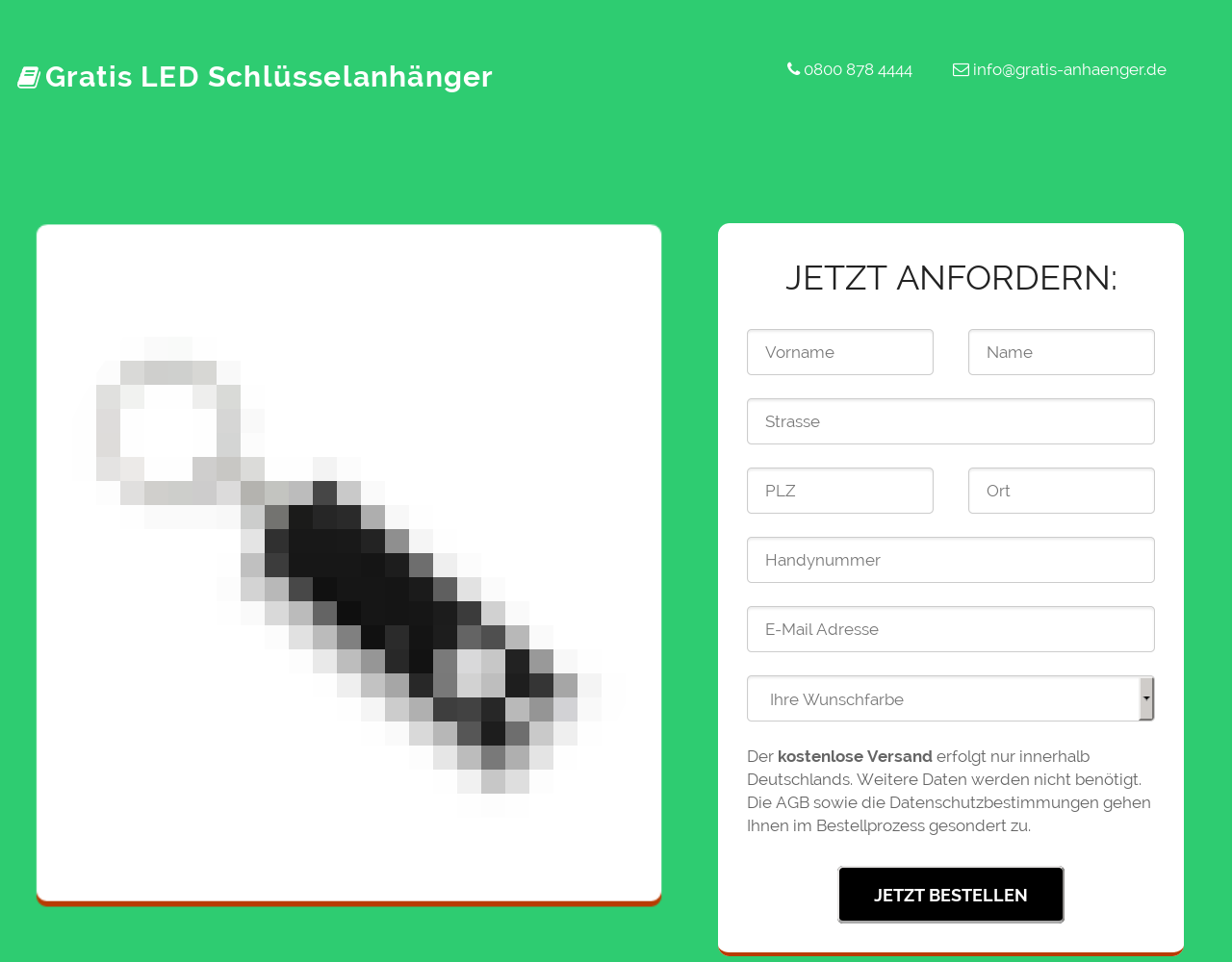 Landing Page Gratis LED Schlüsseianhänger
