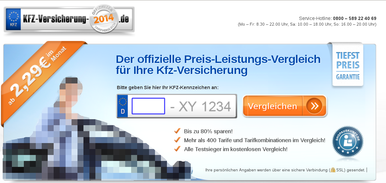 Landingpage Unister / Geld.de