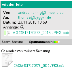 Screenshot der Trojaner Mail